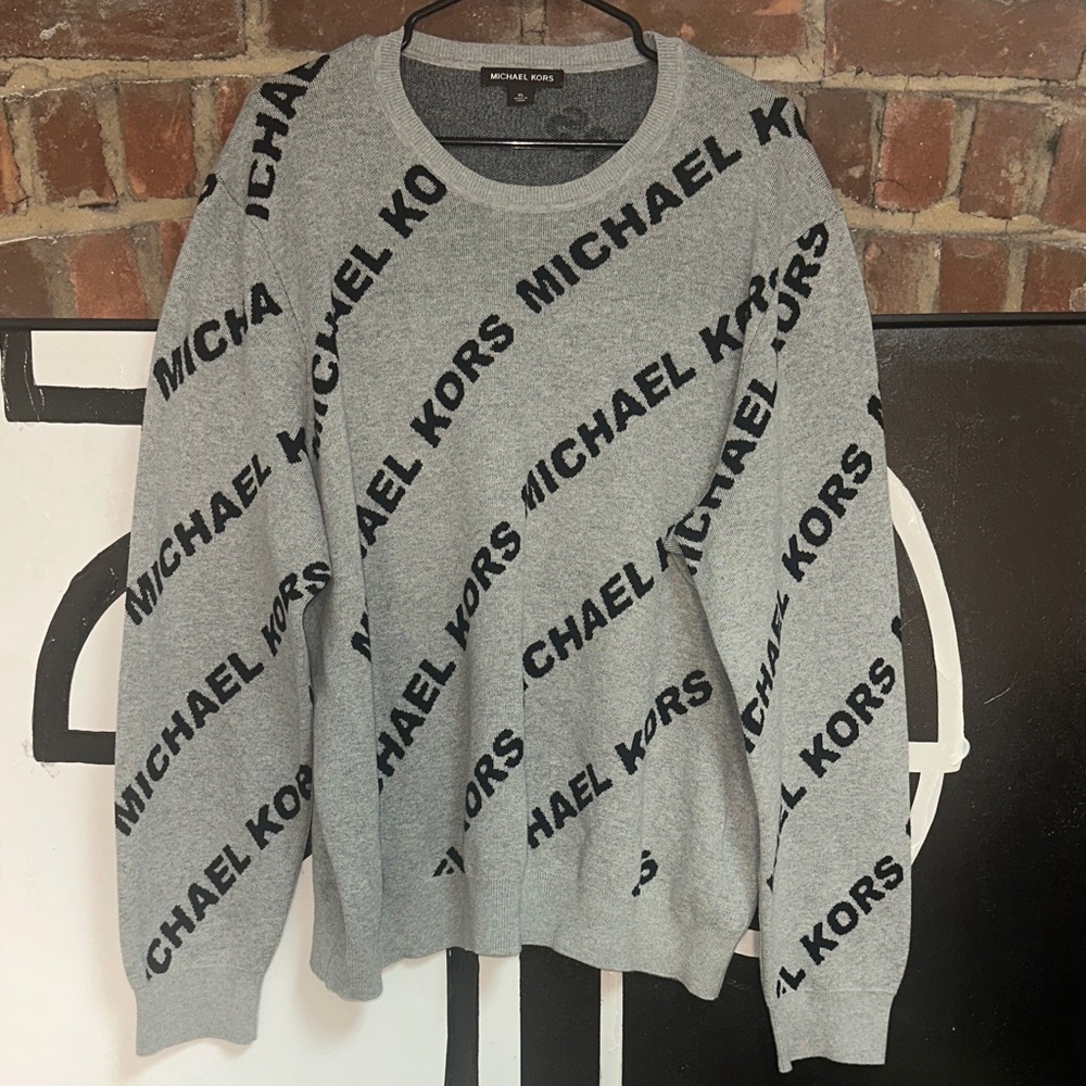 Michael Kors Black and Gray Logo Crewneck Sweater